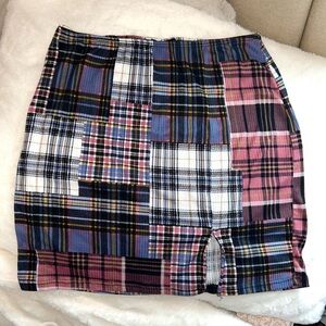 Plaid Patchwork Skirt -‎ Multicolor